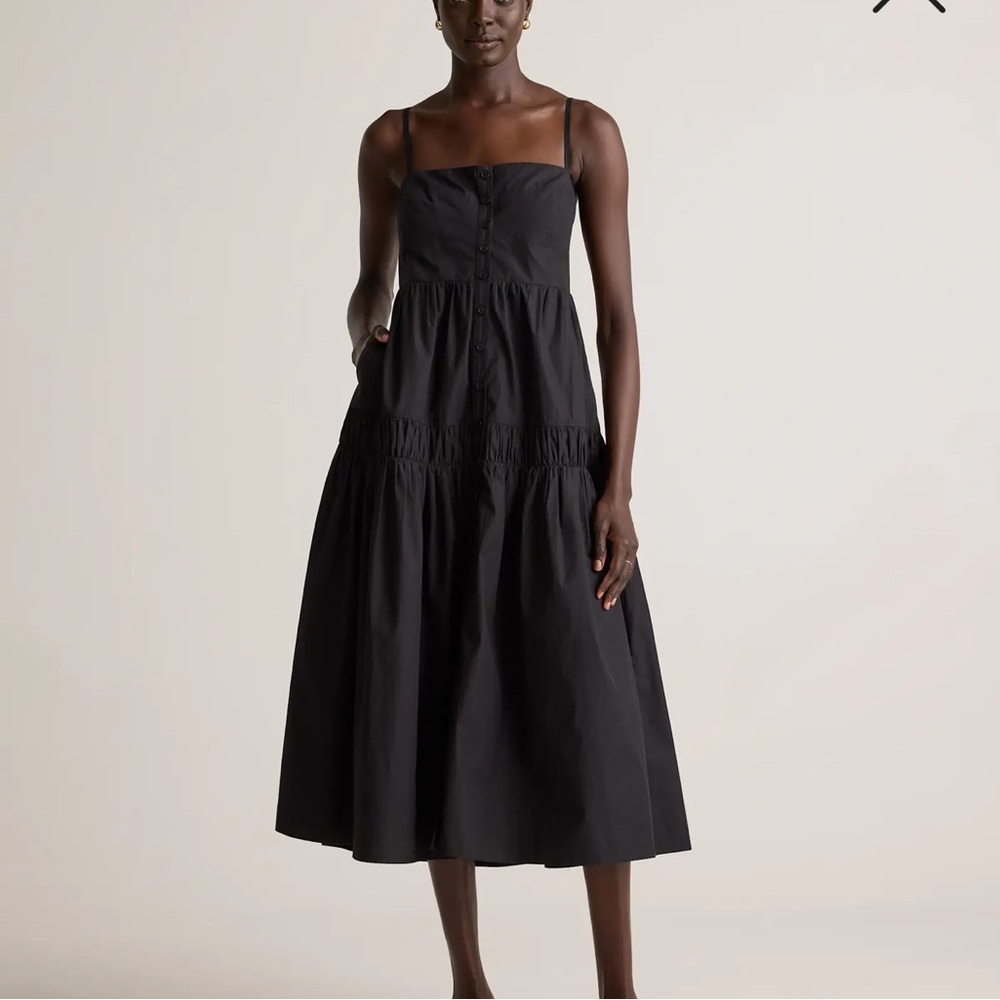 Quince 100% organic cotton poplin spaghetti strap maxi dress